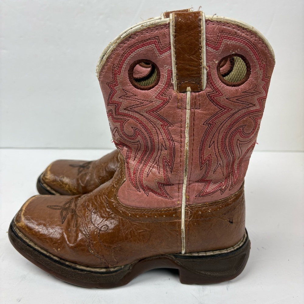 Durango Brown and Pink Western Cowboy Boots Girls size 12